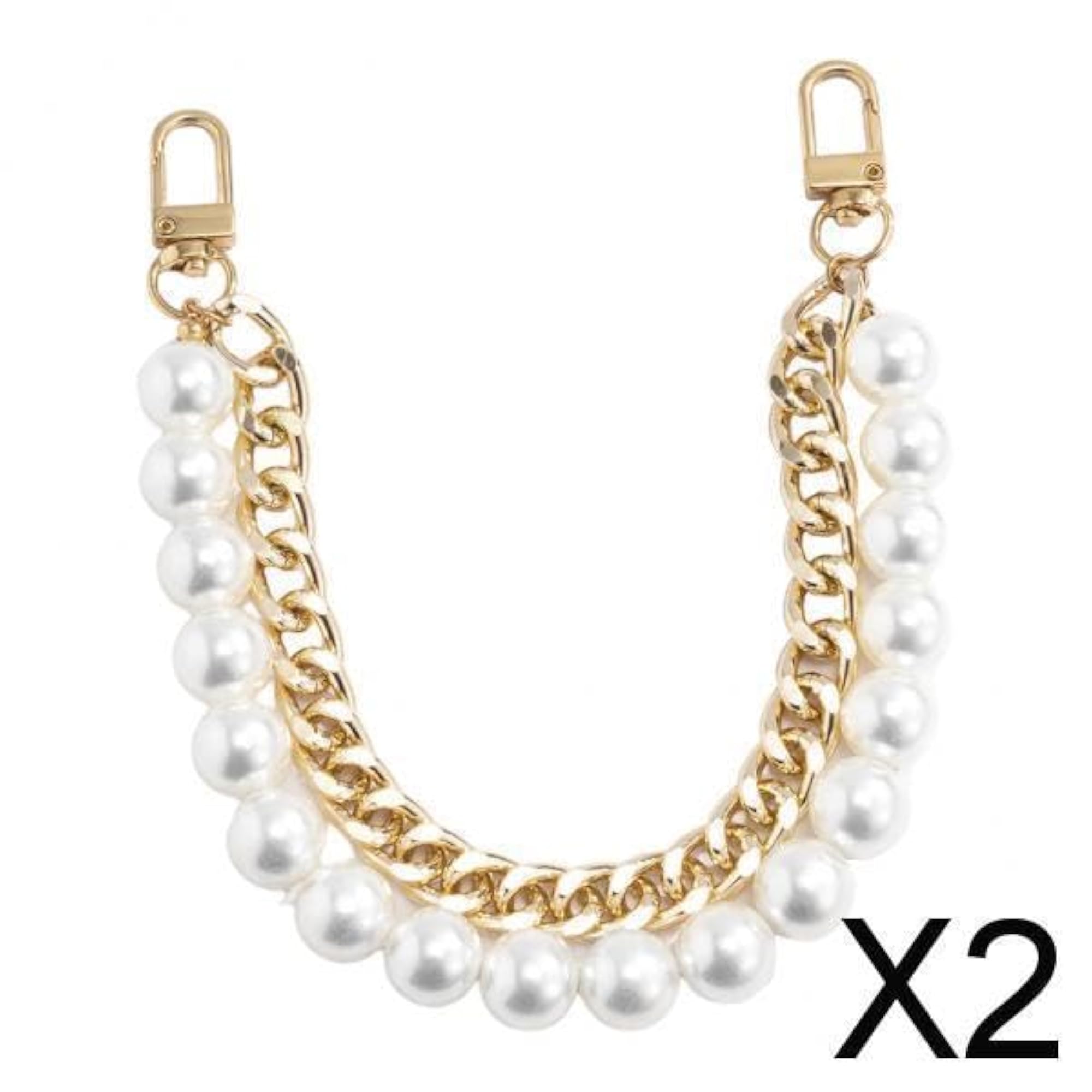Pearl Bead Rope Bag Strap Handle for Handbag DIY Replacement, Gold